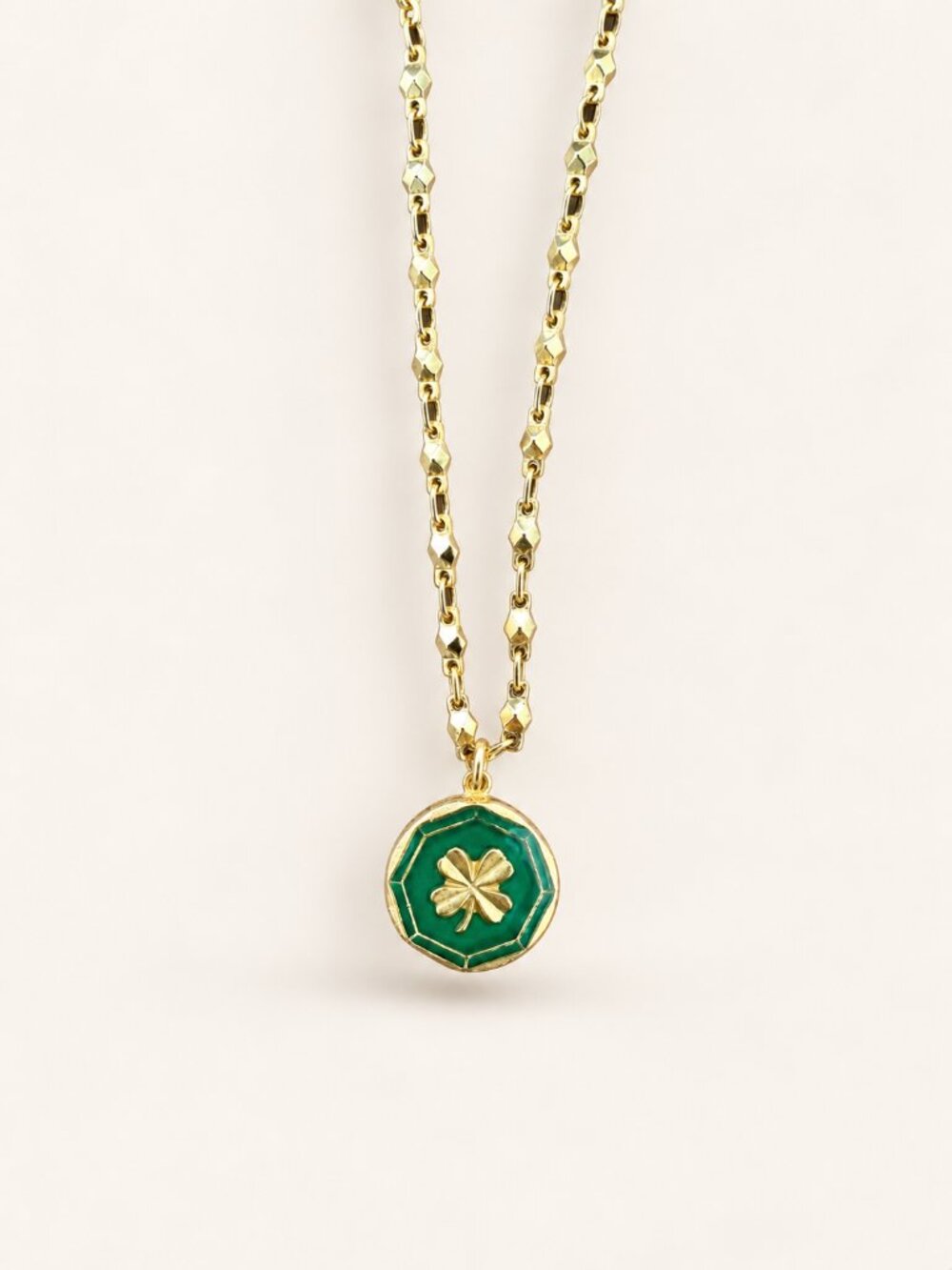LA VIE PARISIENNE | Green Enamel Clover Necklace OS